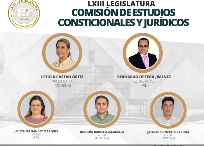 Diputadas y diputados integrantes de la Comisión de Estudios Constitucionales y Jurídicos de la LXIII Legislatura al Congreso del Estado de Guerrero.