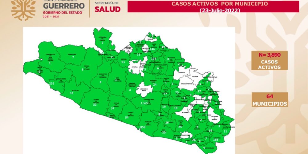 Guerrero se ubica en lugar 20 a nivel nacional con 3, 890 casos Covid-19: SSG
