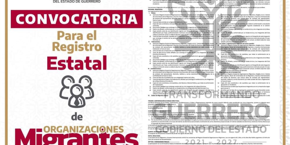 Convocatoria para el Registro Estatal de Organizaciones Migrantes