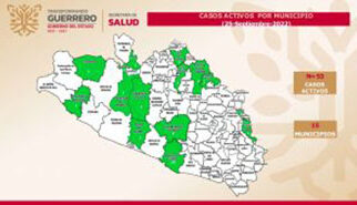 La Secretaría de Salud de Guerrero, reporta 53 casos activos de covid-19