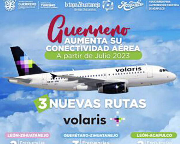 Sigue en aumento la conectividad, tres nuevas rutas aéreas a destinos turísticos de Guerrero iniciarán en julio próximo