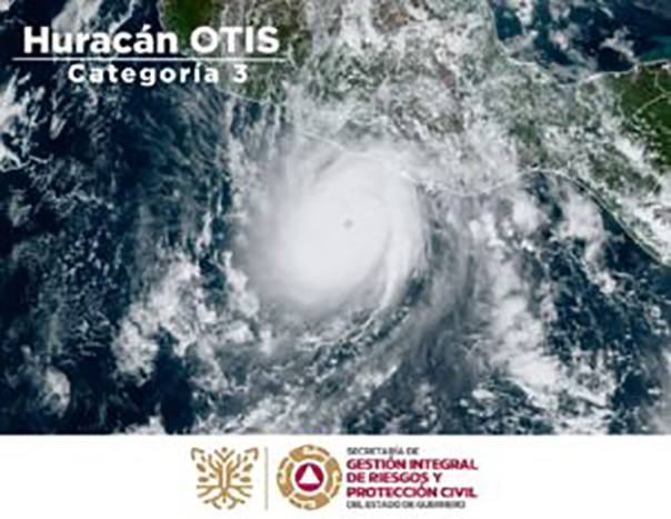 Huracán “Otis” alcanzó la categoría tres frente a las costas de Guerrero