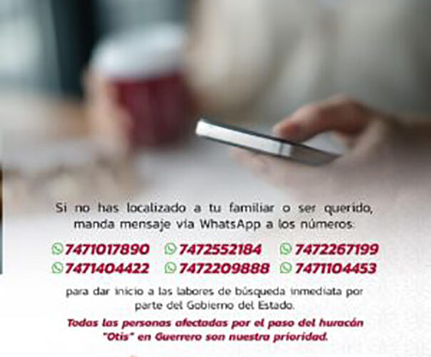 Resultados positivos con el programa de búsqueda de personas implementado por Evelyn Salgado, tras el paso de “Otis” en Guerrero