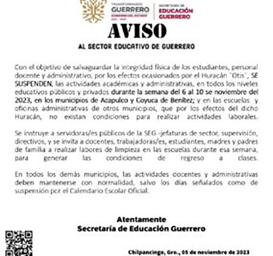 Aviso al sector educativo