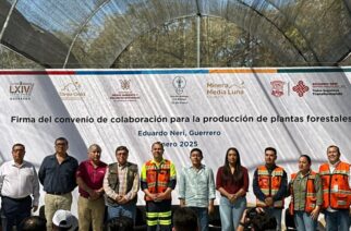 Firman Semaren y Minera Media Luna Convenio de Coordinación para la Producción de 100 mil plantas forestales