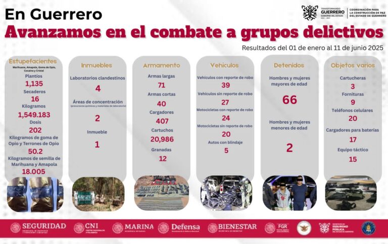 Guerrero avanza en el combate a grupos delictivos gracias a acciones conjuntas