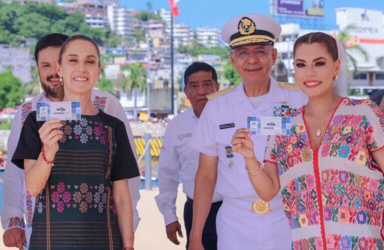 Abanderan la presidenta Claudia Sheinbaum y la gobernadora Evelyn Salgado el Marinabús Acapulco