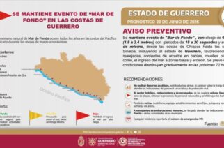 Alertan por nuevo evento de mar de fondo en las costas de Guerrero
