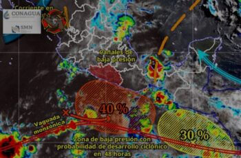 Bajo vigilancia dos zonas de baja presión; la SGIRPCGRO llama a mantenerse informados