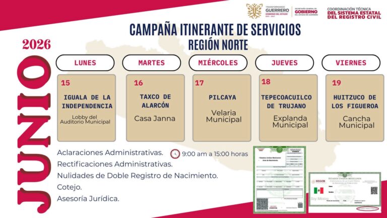 Registro Civil realizará Campaña Itinerante de Servicios en la zona Norte